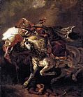 Eugene Delacroix Canvas Paintings - Combat of the Giaour and the Pasha